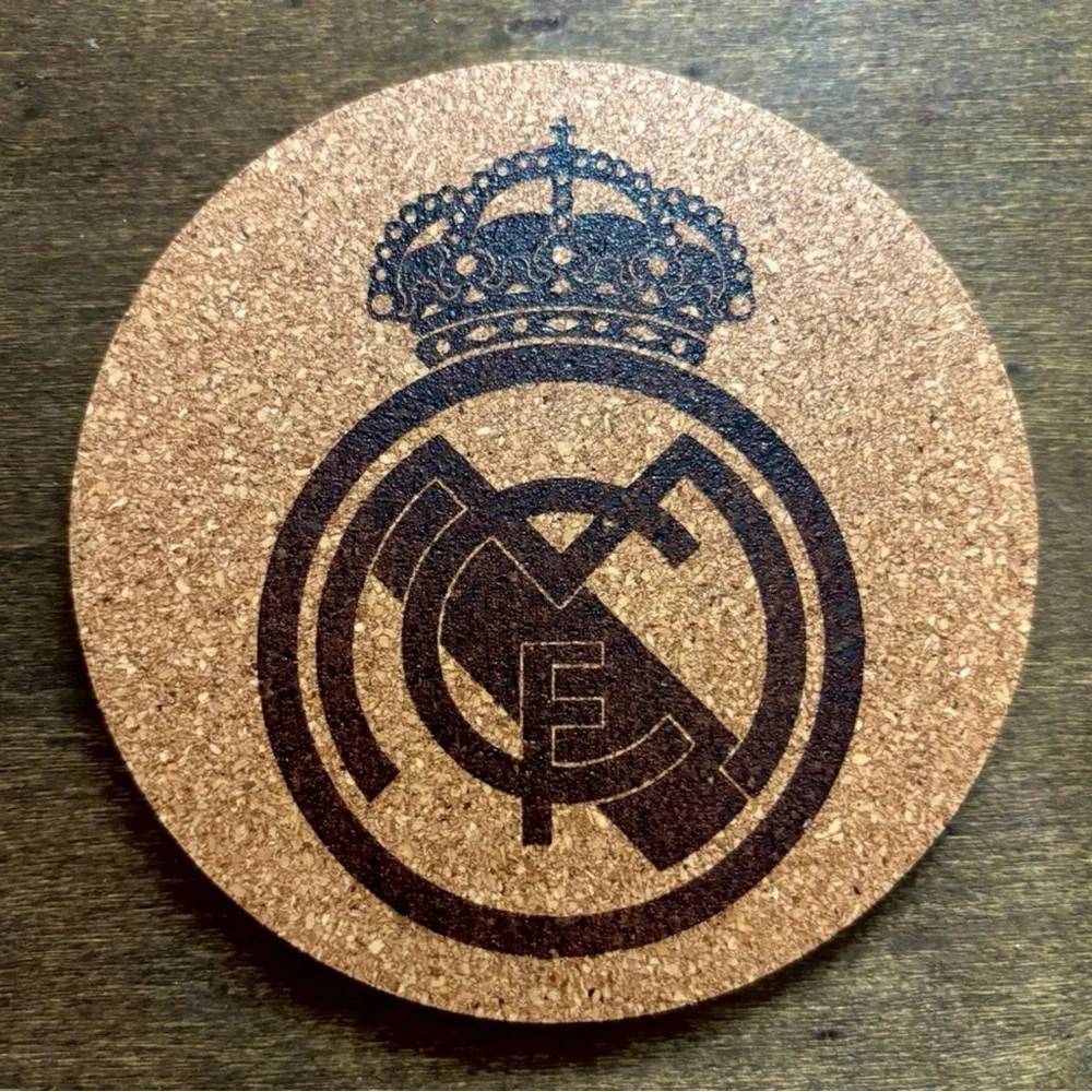 Real Madrid Logo Laser Engraved Cork Coaster